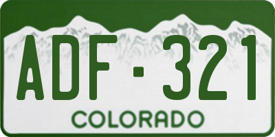 CO license plate ADF321