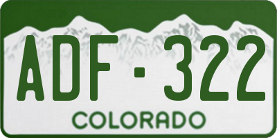 CO license plate ADF322