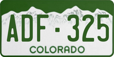CO license plate ADF325