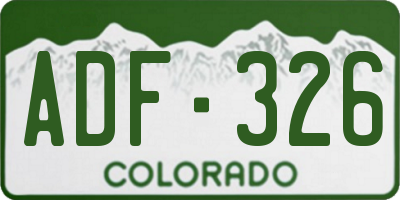 CO license plate ADF326