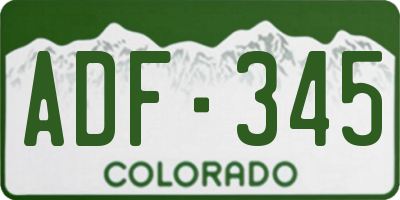 CO license plate ADF345