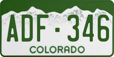 CO license plate ADF346