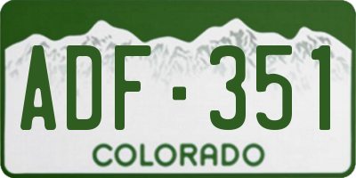 CO license plate ADF351