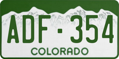 CO license plate ADF354