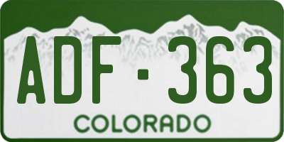 CO license plate ADF363