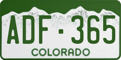 CO license plate ADF365