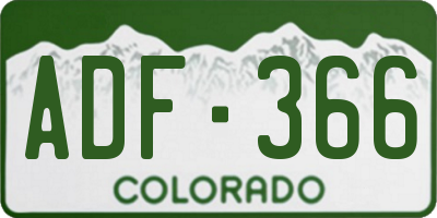 CO license plate ADF366