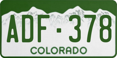 CO license plate ADF378