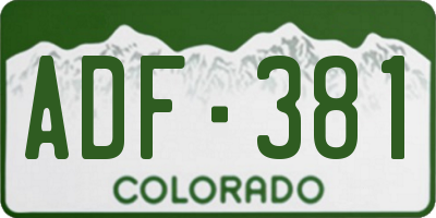 CO license plate ADF381