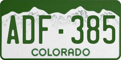 CO license plate ADF385
