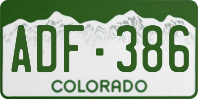 CO license plate ADF386