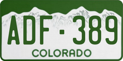 CO license plate ADF389