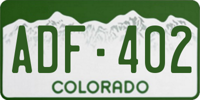 CO license plate ADF402