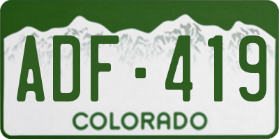 CO license plate ADF419