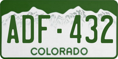 CO license plate ADF432