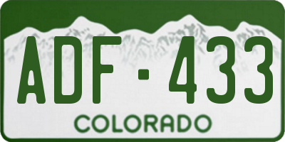 CO license plate ADF433