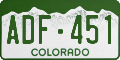 CO license plate ADF451
