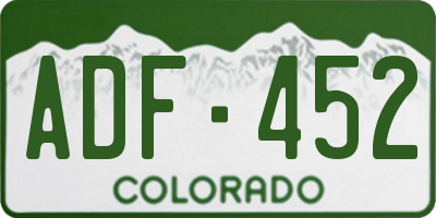 CO license plate ADF452