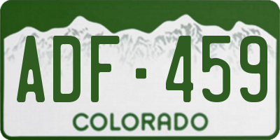 CO license plate ADF459