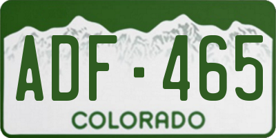 CO license plate ADF465