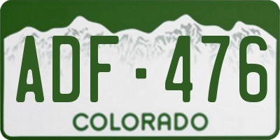 CO license plate ADF476