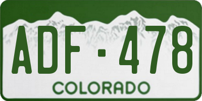 CO license plate ADF478