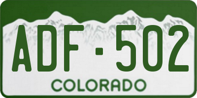 CO license plate ADF502