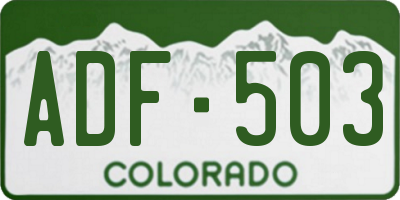 CO license plate ADF503