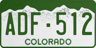 CO license plate ADF512