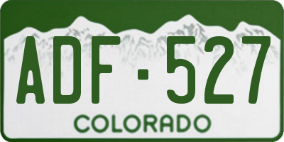 CO license plate ADF527