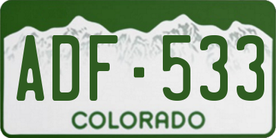 CO license plate ADF533