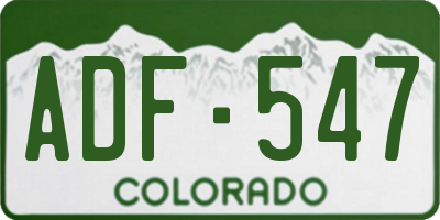 CO license plate ADF547