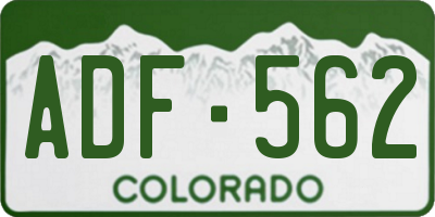 CO license plate ADF562