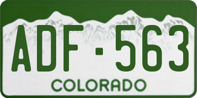CO license plate ADF563