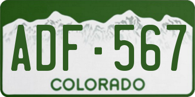 CO license plate ADF567