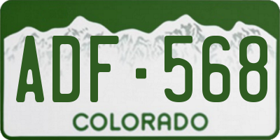 CO license plate ADF568