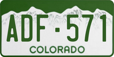 CO license plate ADF571