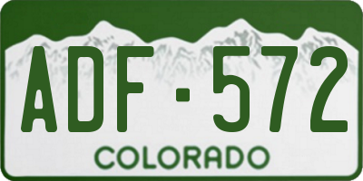 CO license plate ADF572