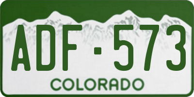 CO license plate ADF573