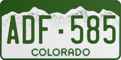 CO license plate ADF585