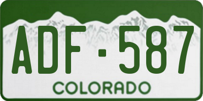 CO license plate ADF587