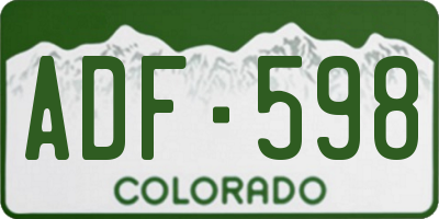 CO license plate ADF598