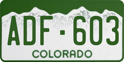 CO license plate ADF603