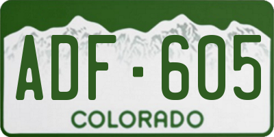CO license plate ADF605