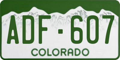 CO license plate ADF607
