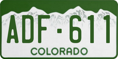 CO license plate ADF611