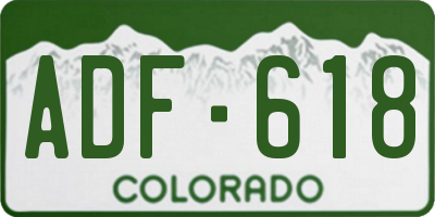 CO license plate ADF618