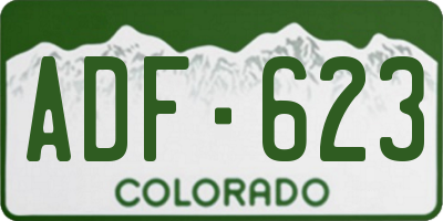 CO license plate ADF623