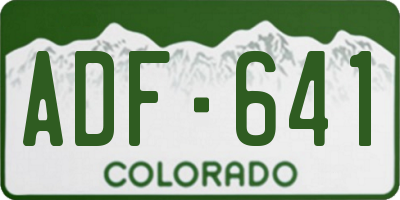 CO license plate ADF641