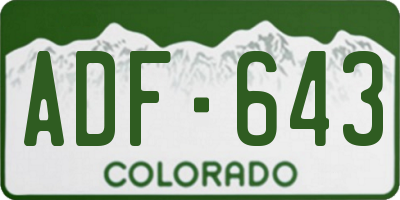 CO license plate ADF643